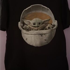 Star Wars Black Short Sleeve Tee with Baby Yoda Graphic